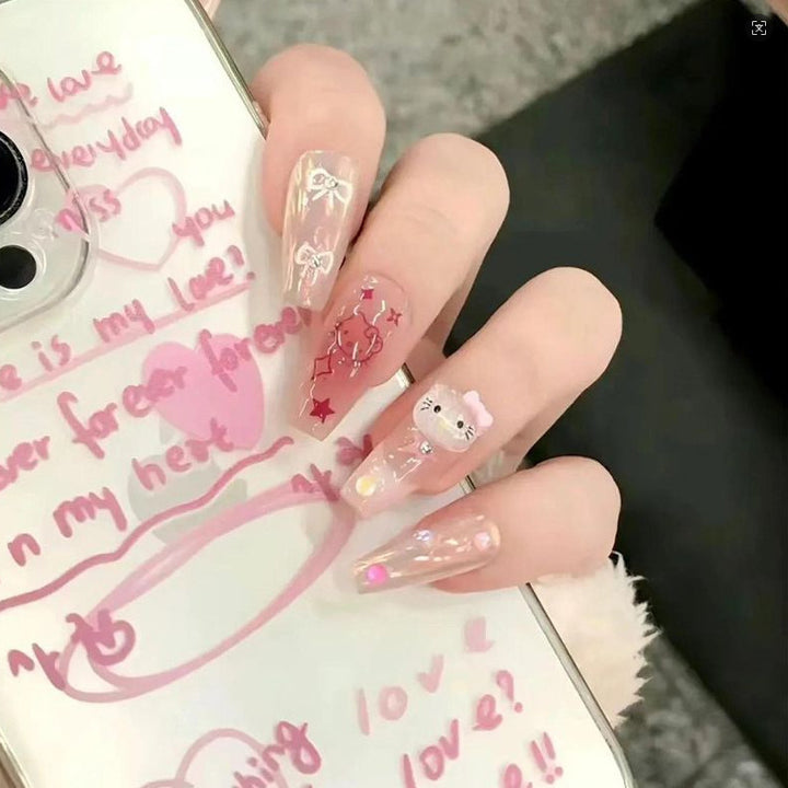 Artistic nail set with 3D flower and bow details Kalsten