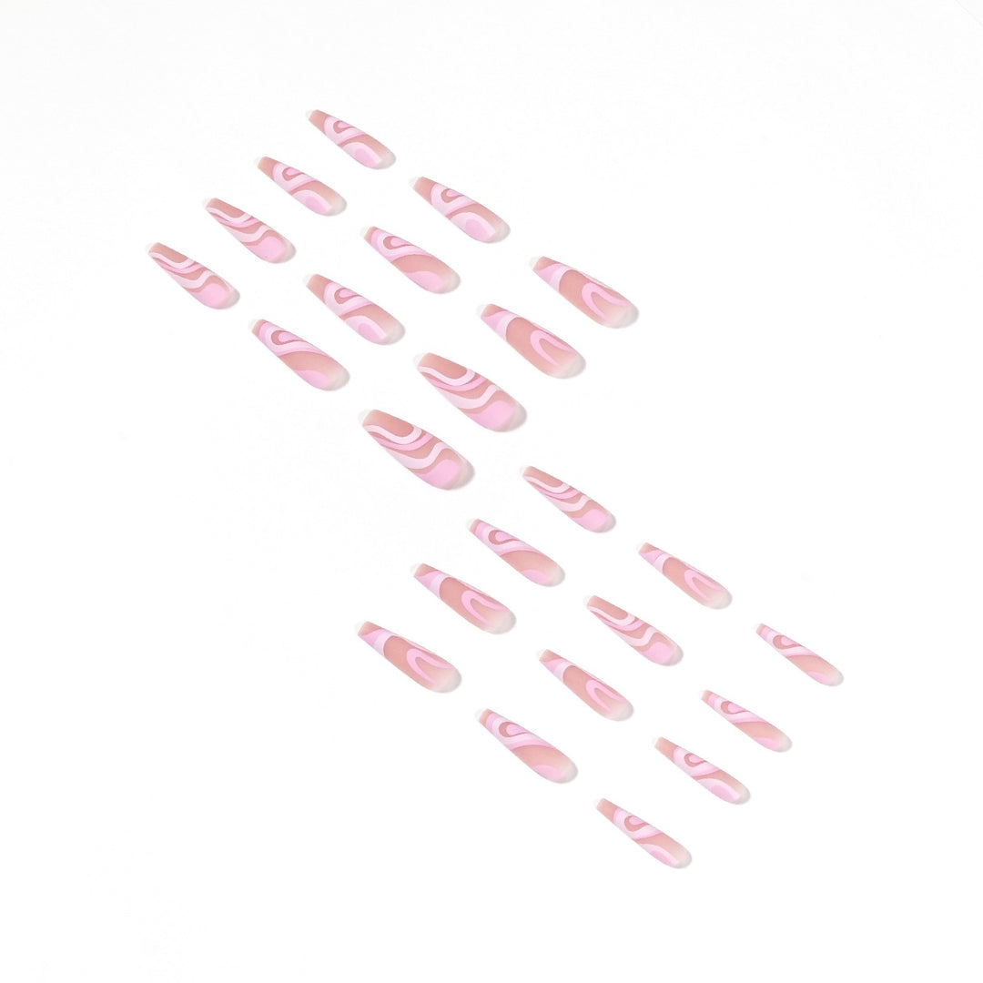 Artificial nail extensions with elegant wave design Kalsten
