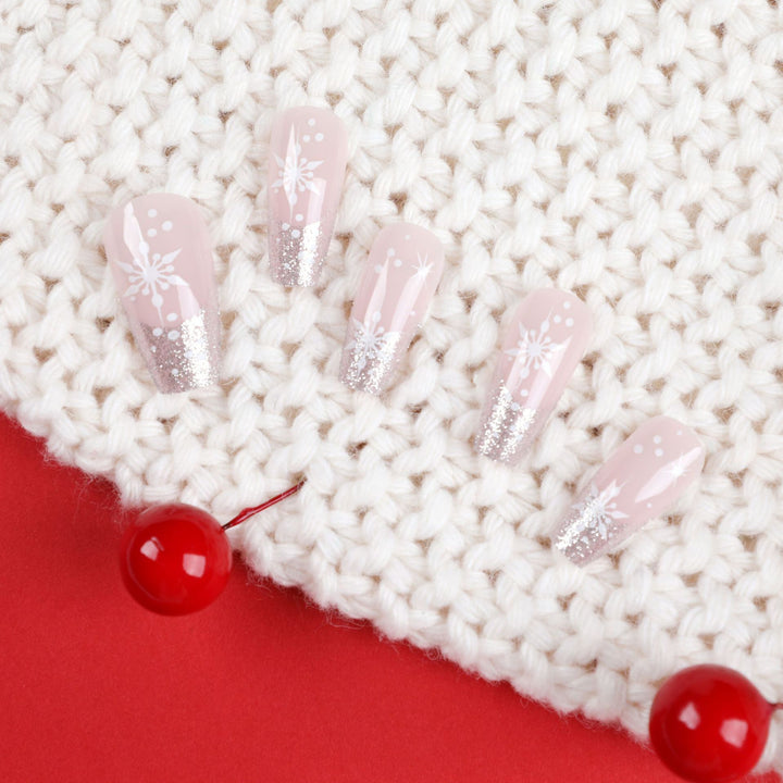 Glittering artificial acrylic nails with Christmas motifs Kalsten