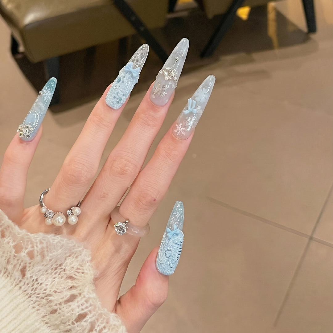Decorative Rhinestone-Embellished Stiletto Nails Kalsten