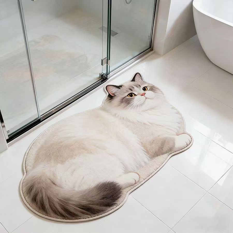 Plush Cat-Shaped Bath Mat