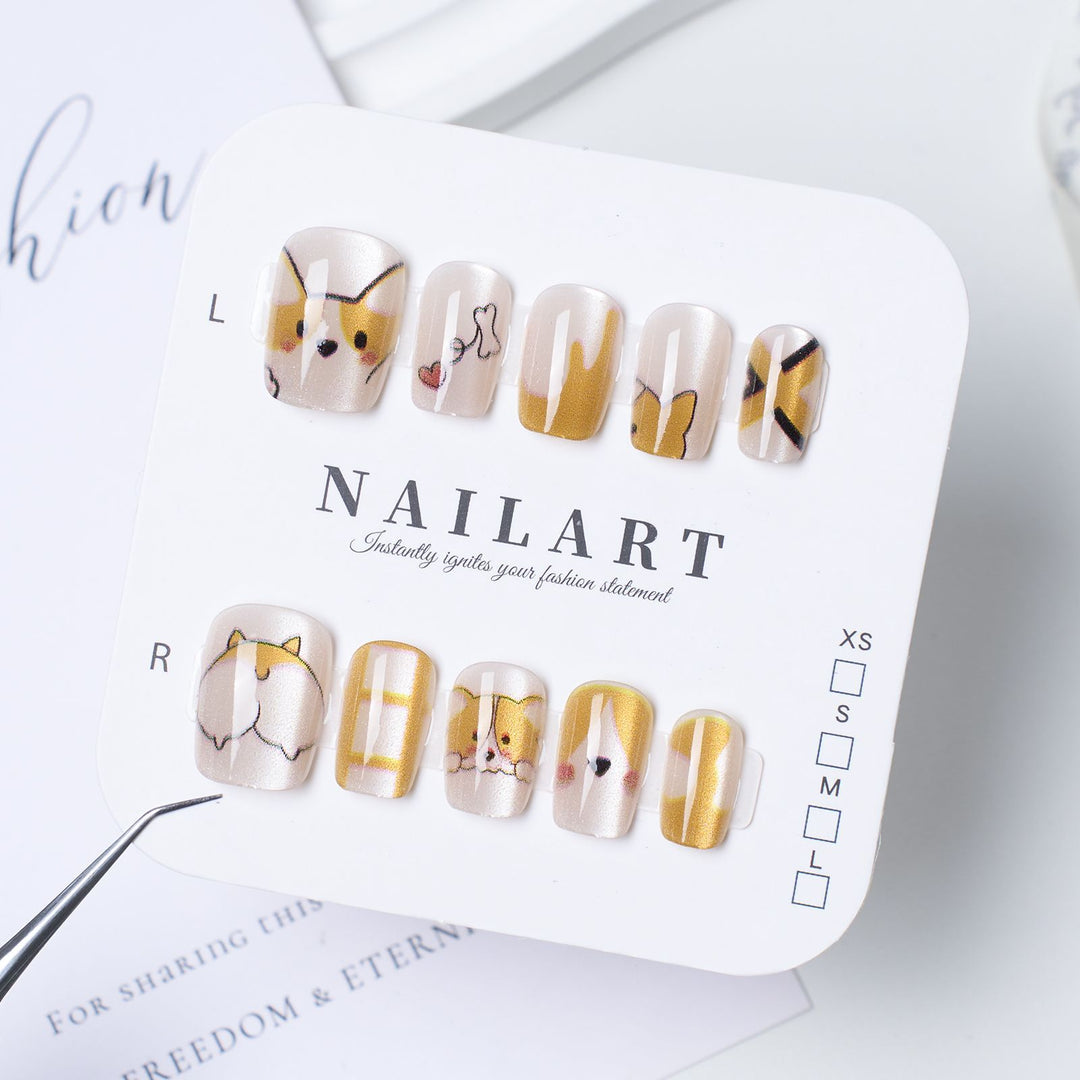 Artistic Press-On Nail Set with Unique Leopard Design Kalsten