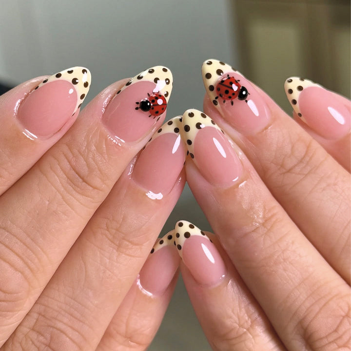 Artistic Ladybug and Polka Dot Press-On Nail Set