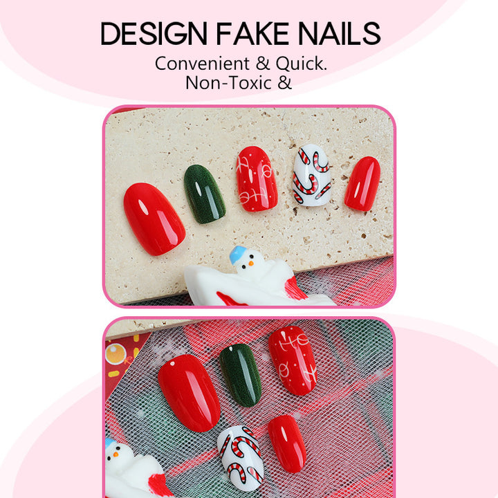 Christmas Art Nail Set with Festive Designs and Glitter Accents Kalsten
