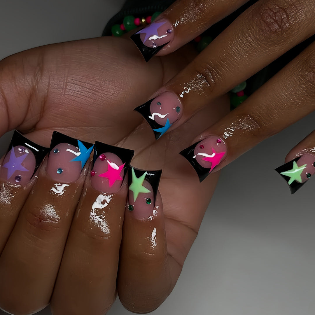 Artistic Stiletto Nail Art Set with Star Accents Kalsten