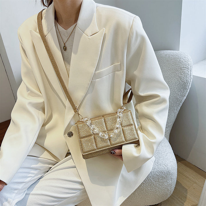 Textured Chain-Handled Evening Handbag