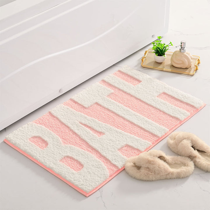 Plush Bath Rug with Inspirational Text Kalsten