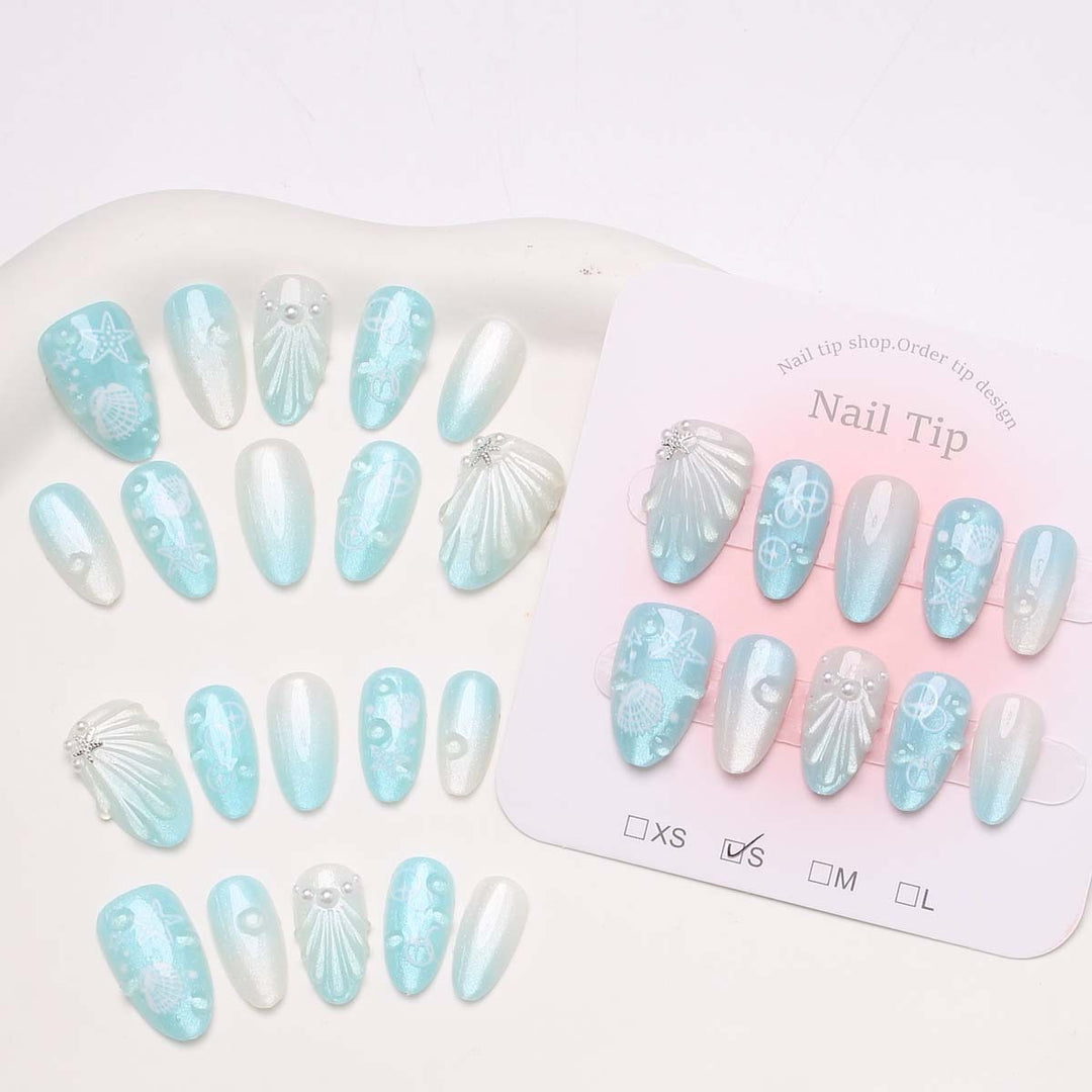 Artistic Ocean-Inspired Press-On Nail Set Kalsten
