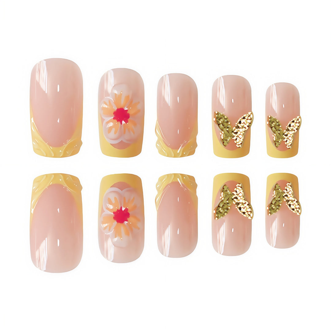 Artistic Floral Press-On Nail Design Kalsten