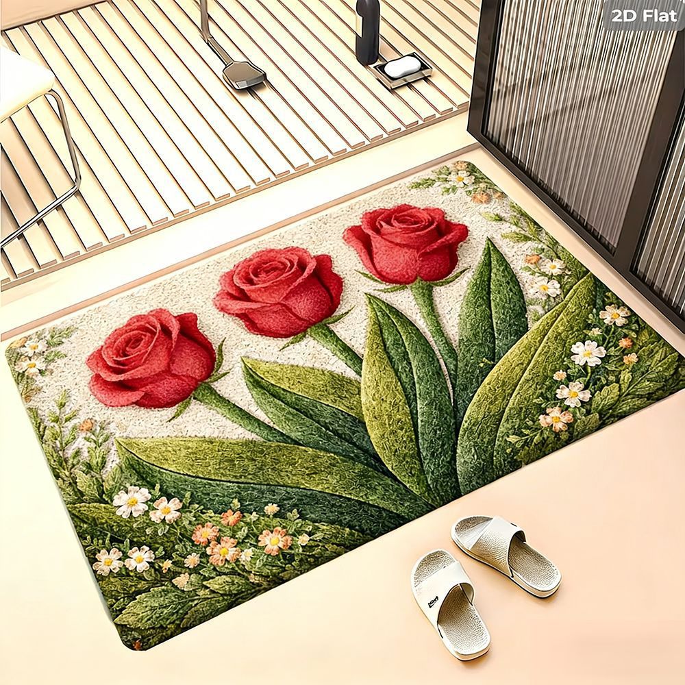 Floral Design Bath Mat Kalsten