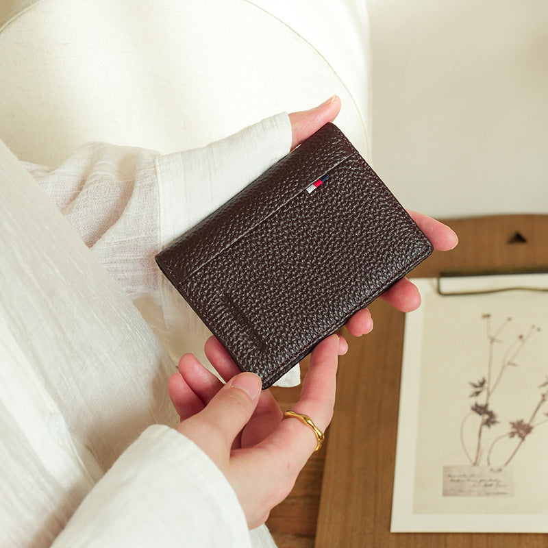 Compact Textured Leather Card Holder