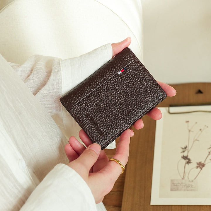 Compact Textured Leather Card Holder