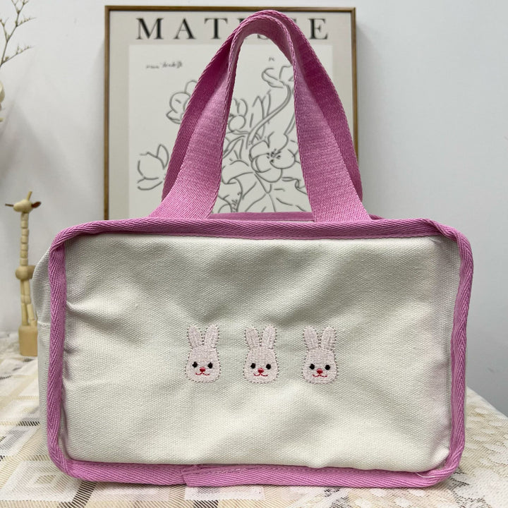 Canvas Children's Embroidered Bunny Tote Bag
