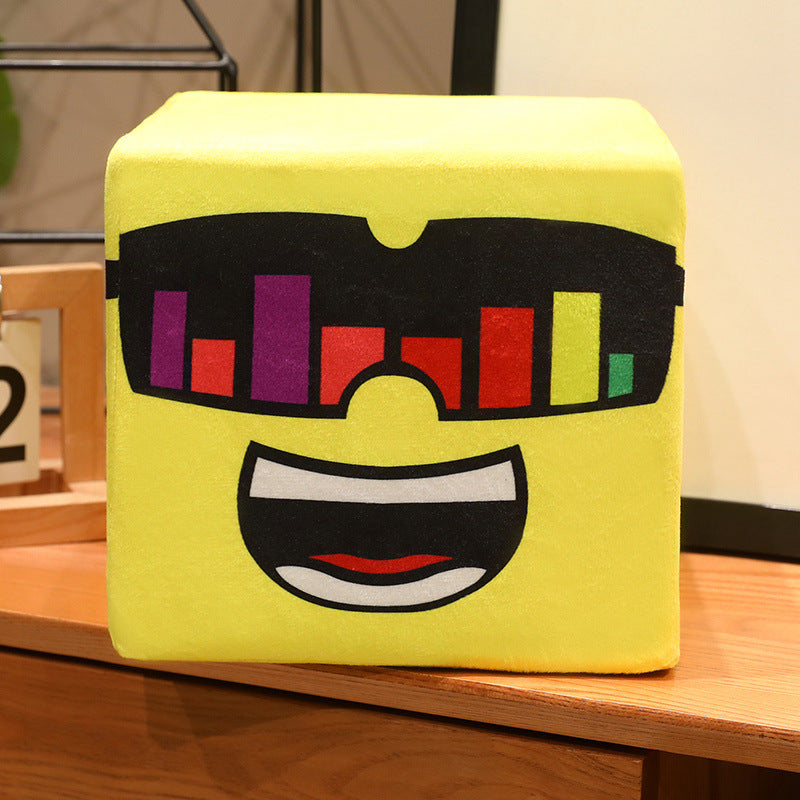 Kawaii Watermelon Cube Plush Decorative Cushion with Embroidered Face Kalsten
