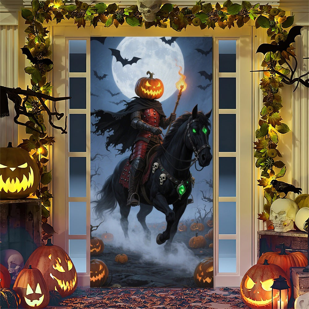 Halloween door poster with large-format Grim Reaper illustration and reusable PVC tarp fabric