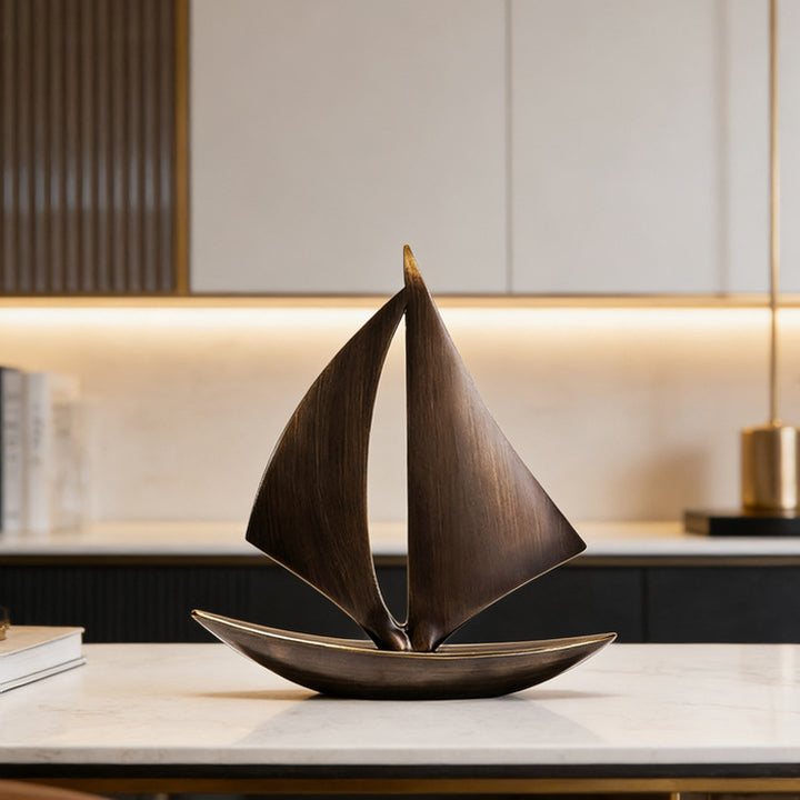 Nautical-Themed Decorative Sailboat Sculpture