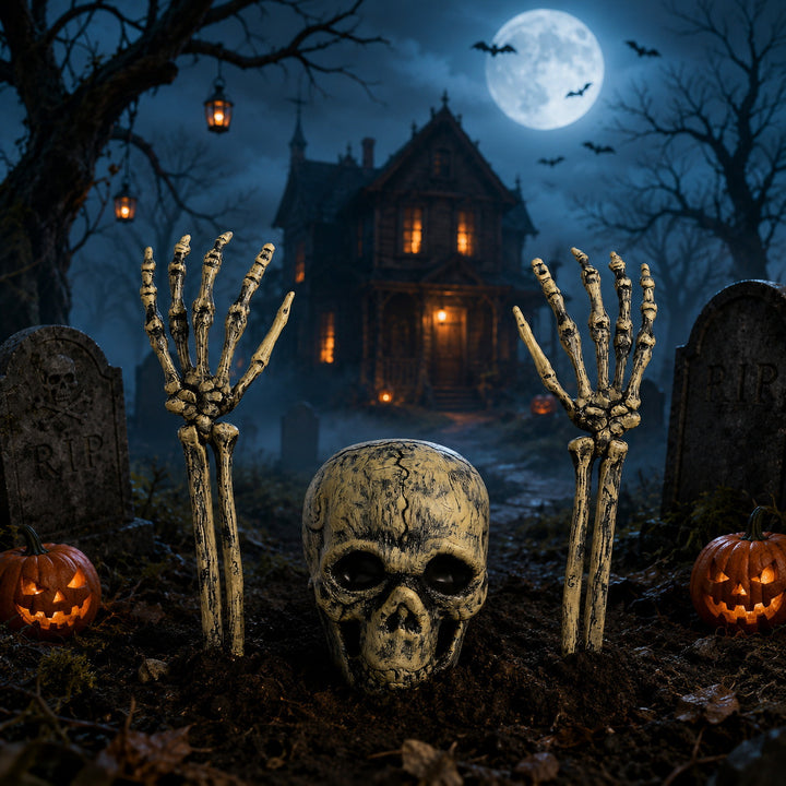 Creepy Halloween decor skeleton tree trunks Kalsten