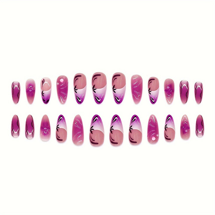 Artistic Stiletto Press-On Nail Extensions with Floral Design Kalsten