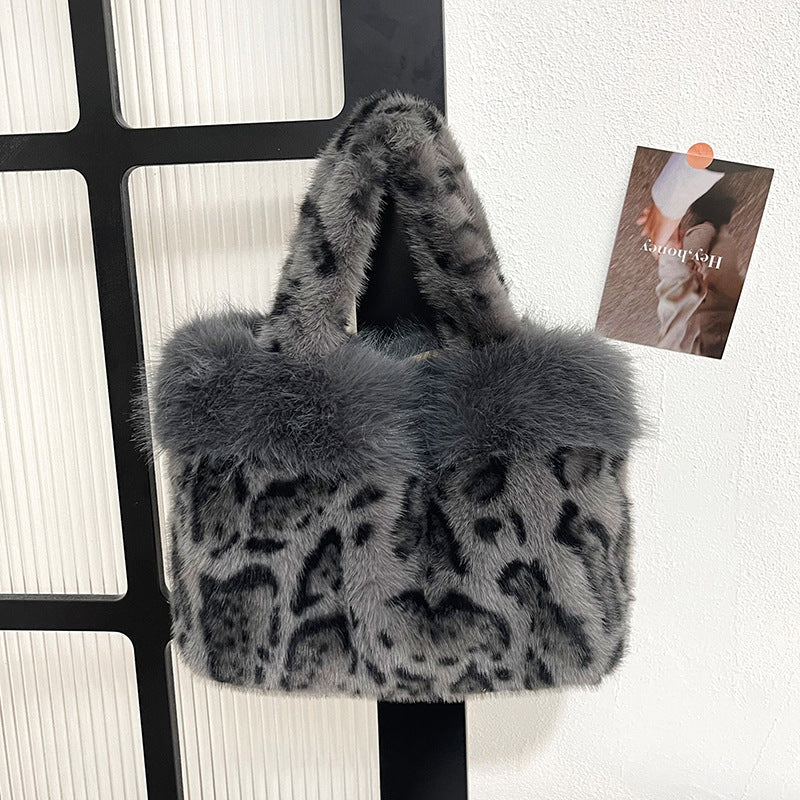 Luxe Faux Fur Leopard Print Handbag
