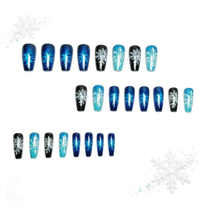 Creative Artificial Nails in Winter Snowflake Design Kalsten