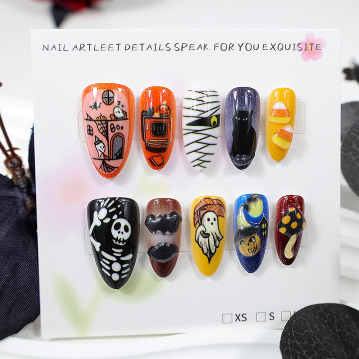 Artificial nail set with spooky Halloween designs Kalsten