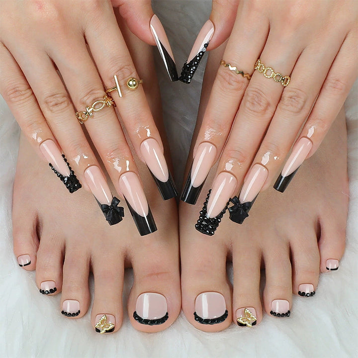 Stylish Press-On Nail Set with Elegant French Tip Design Kalsten