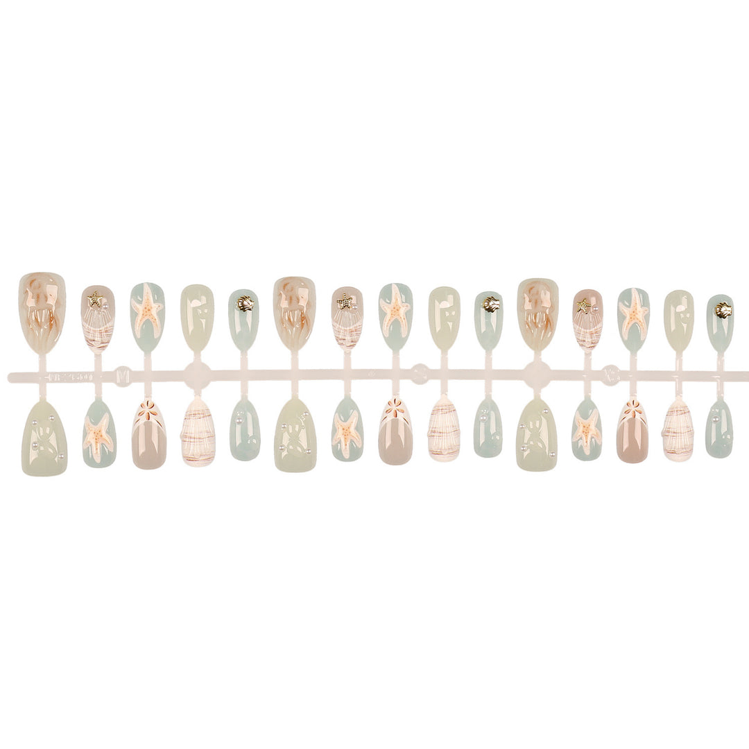 Coastal-Themed Decorative Press-On Nail Set