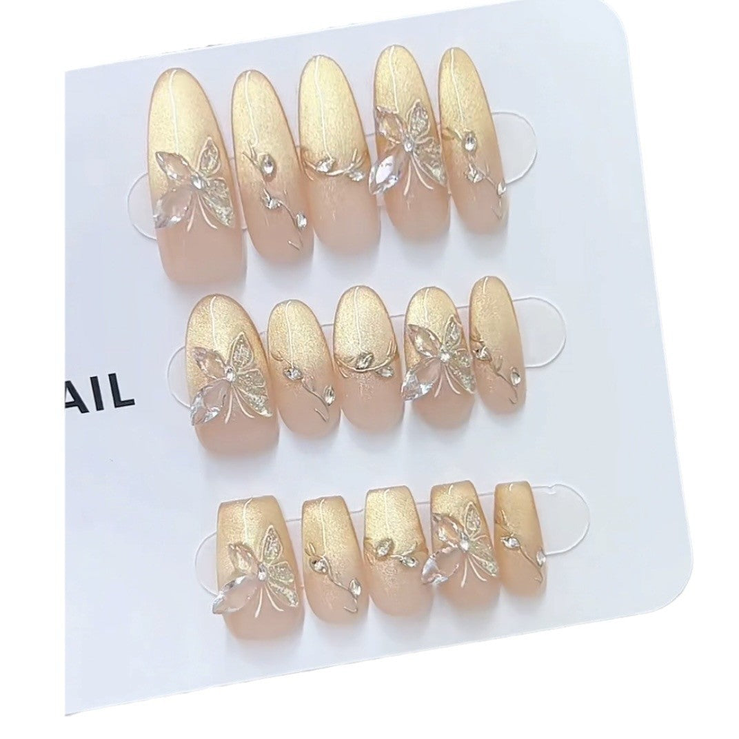 Elegantly Designed Butterfly Decorated Press-On Nail Set Kalsten