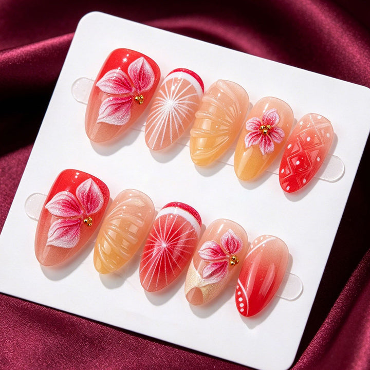 Artistic Floral Press-On Nail Art Set 1790738549
