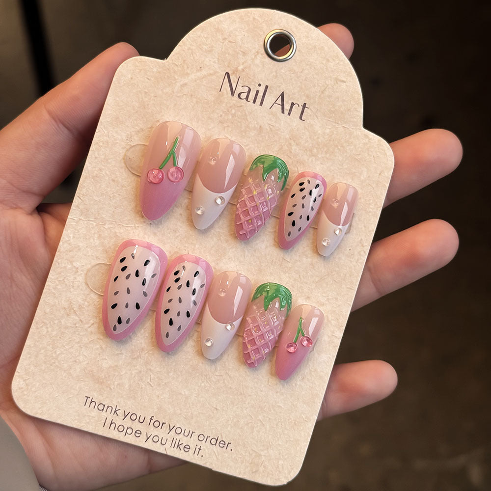 Artistic Fruit-Themed Press-On Nail Set Kalsten