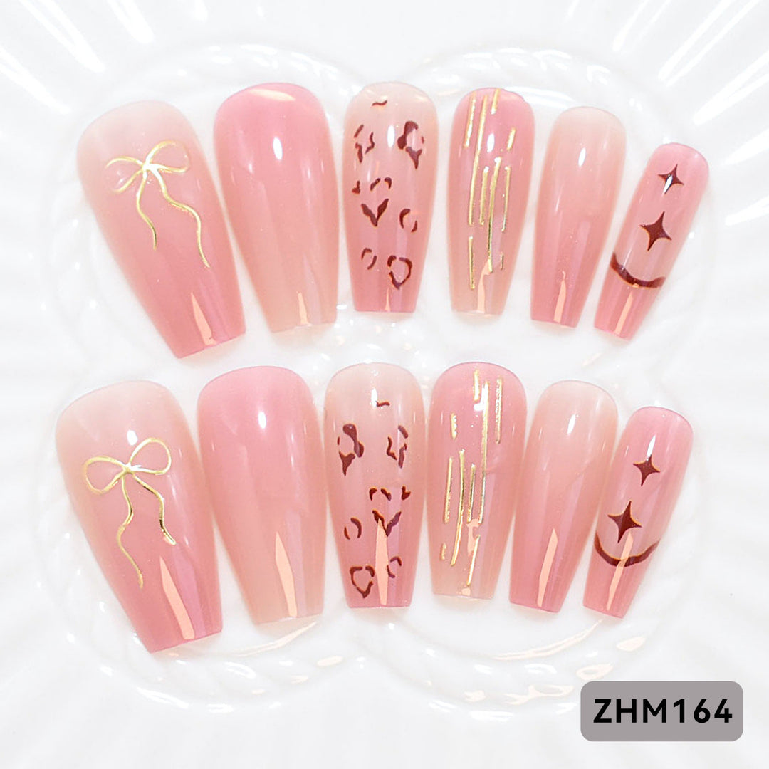 Artistic Press-On Nail Set with Cherry Blossom Design Kalsten