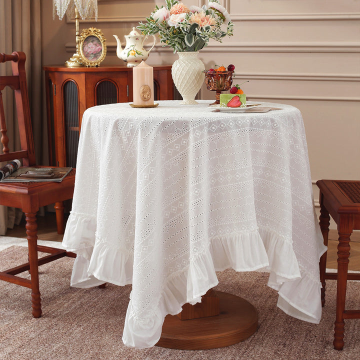 Floral Lace Trim Tablecloth