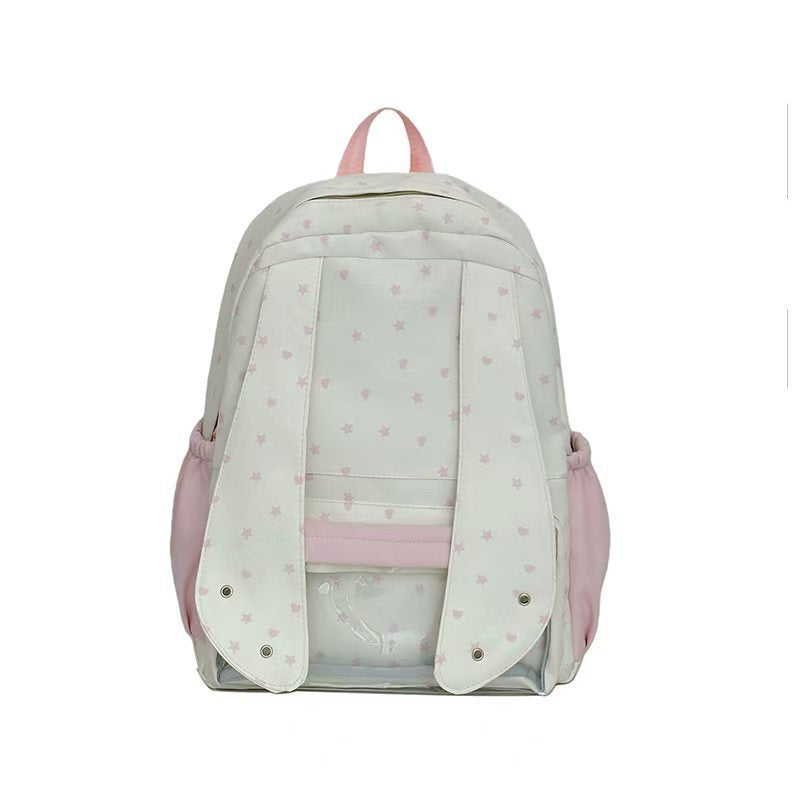 Backpack with Loving Bunny Design and Transparent Compartments Kalsten