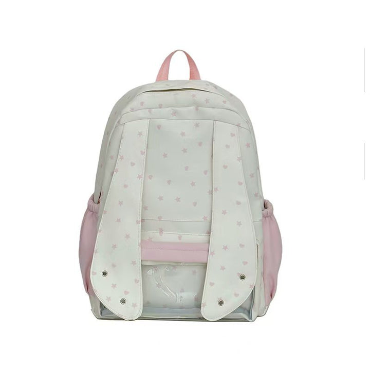 Backpack with Loving Bunny Design and Transparent Compartments Kalsten