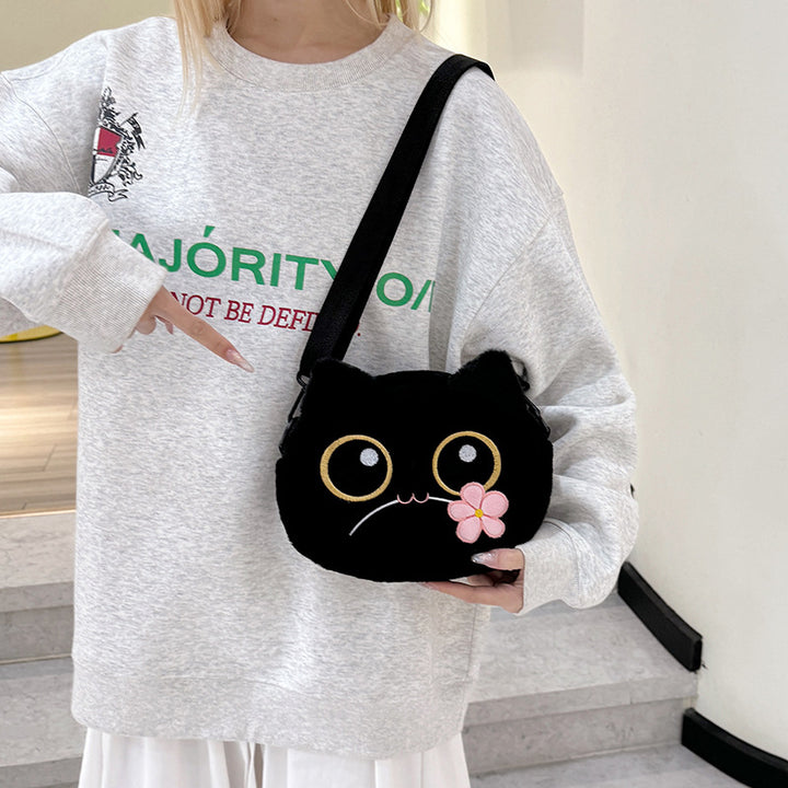 Plush Cat-Themed Crossbody Bag