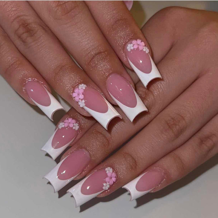 Artificial nail set with romantic flower decorations Kalsten