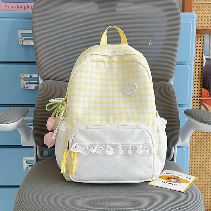 Stylish Gingham Patterned Backpack Kalsten