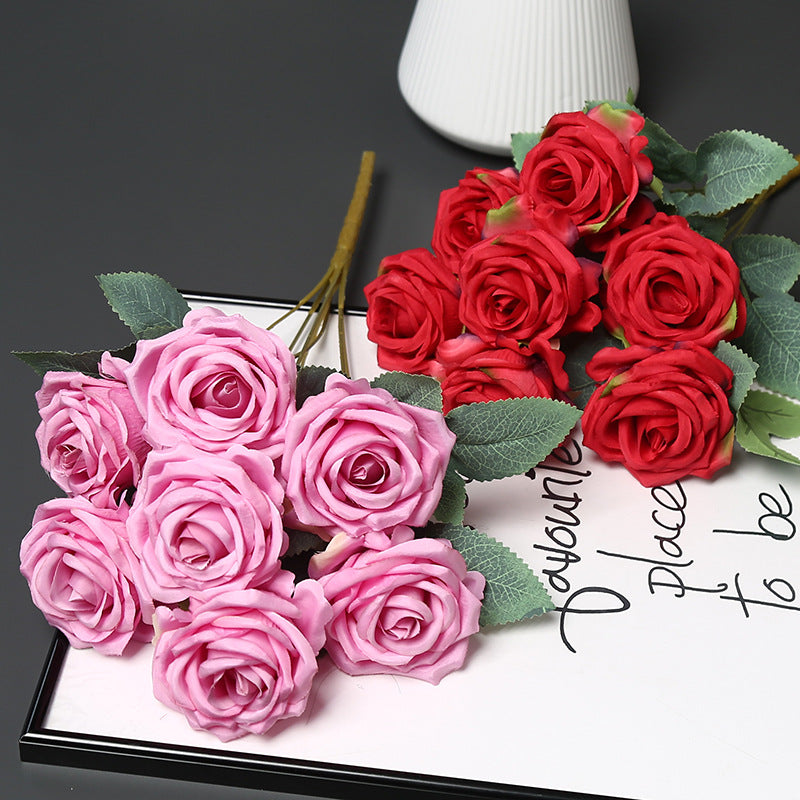 Faux Rose Floral Bouquet for Home Decor