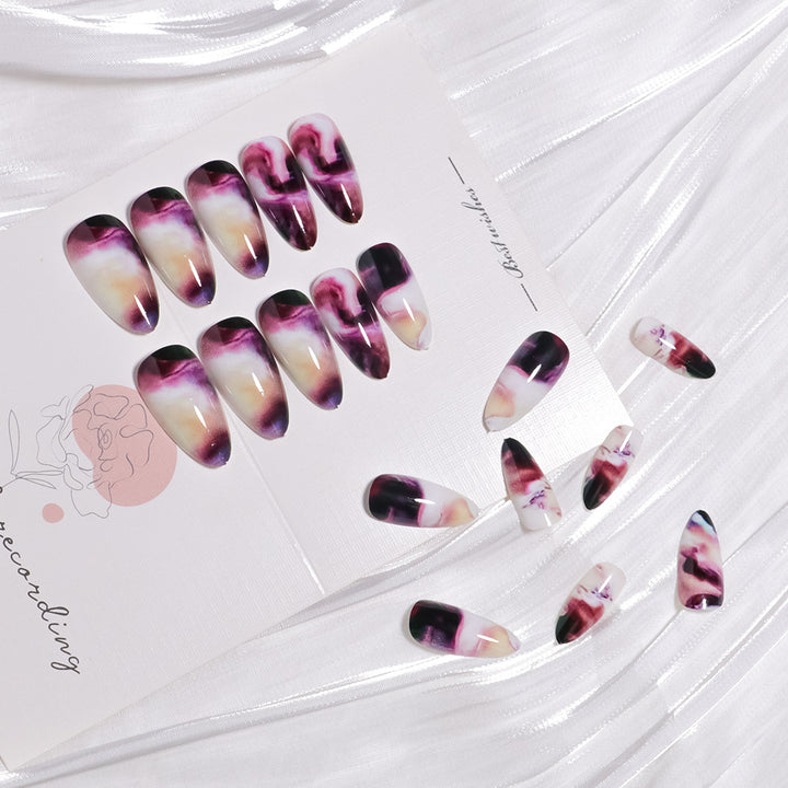 Elegant Marble Swirl Press-On Nails Kalsten
