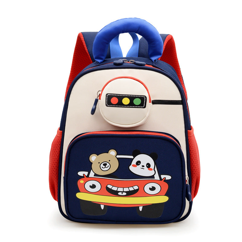 Kids' Playful Animal Car-Themed School Backpack Kalsten