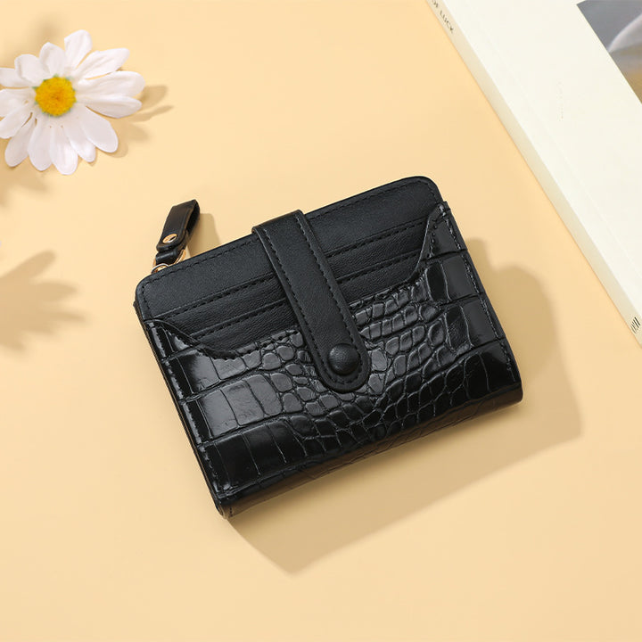Compact Crocodile-Texture Zip Card Wallet Kalsten