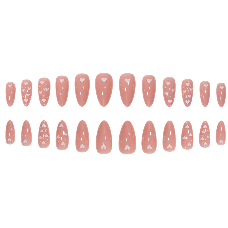 Charming Heart-Embellished Stiletto Press-On Nails Kalsten
