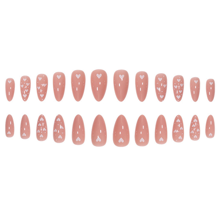 Charming Heart-Embellished Stiletto Press-On Nails Kalsten