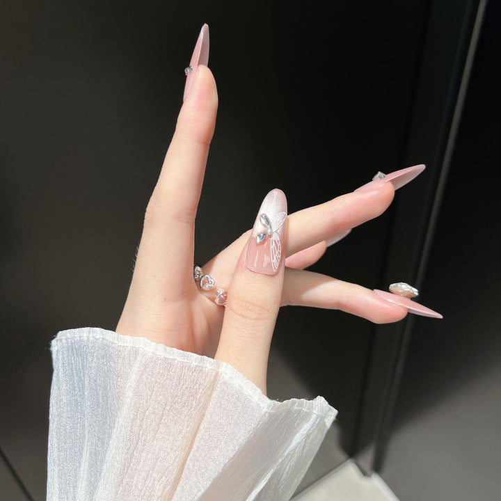 Artistic Crystal-Embellished Press-On Nail Design Kalsten