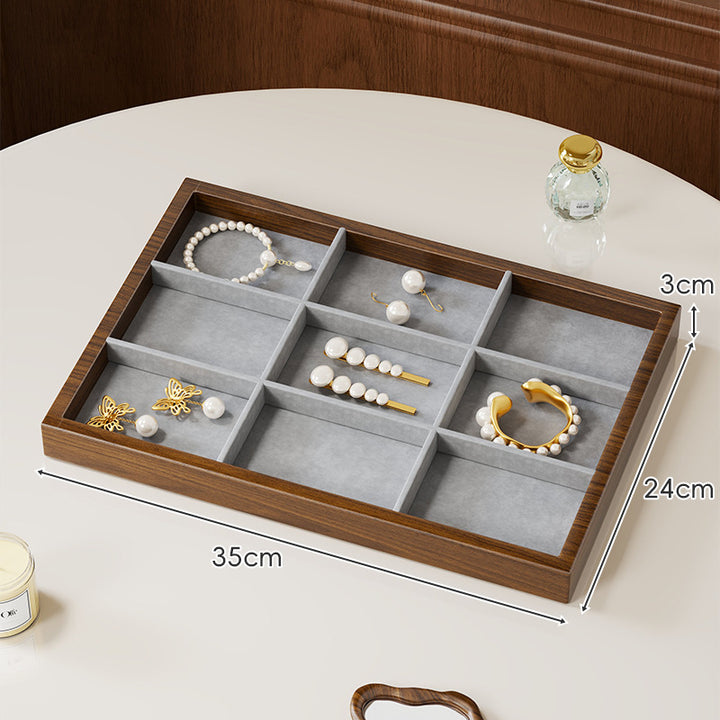 Twelve-Compartment Bamboo Jewelry Organizer Tray