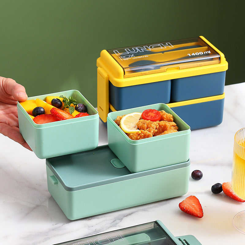 Multifunctional Food Storage Lunch Box with Built-In Utensil Set