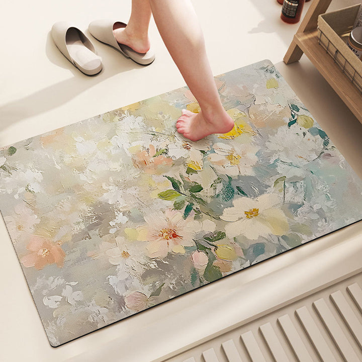 Nature-Inspired Floral Pattern Bath Mat