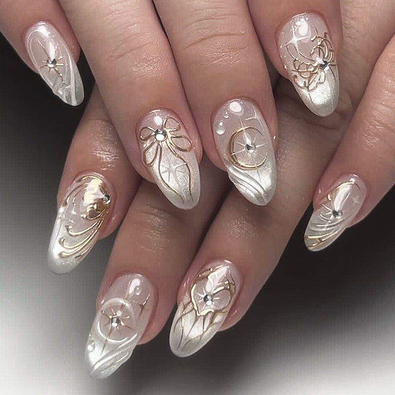 Premium Decorative Press-On Nail Art Set with Glamorous Accents Kalsten