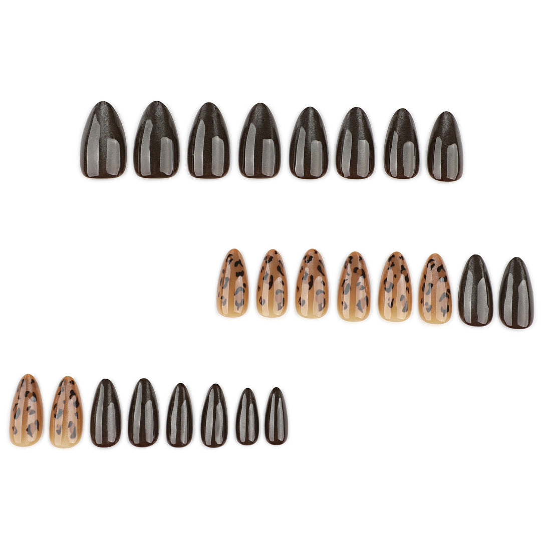 Artful nail extensions with unique leopard pattern and shine Kalsten