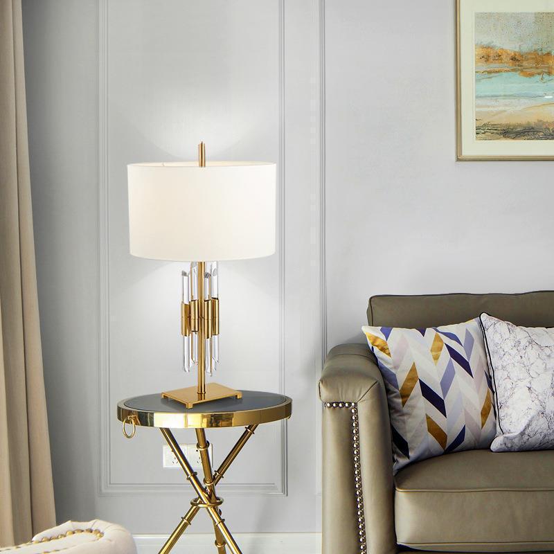Modern Crystal Table Lamp with Gold Accents